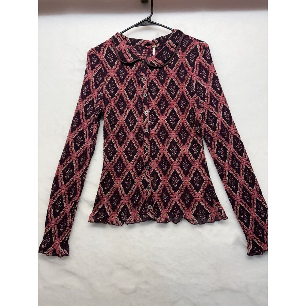 Free People Caught A Feeling Cardi button cardigan with smocked detailing medium